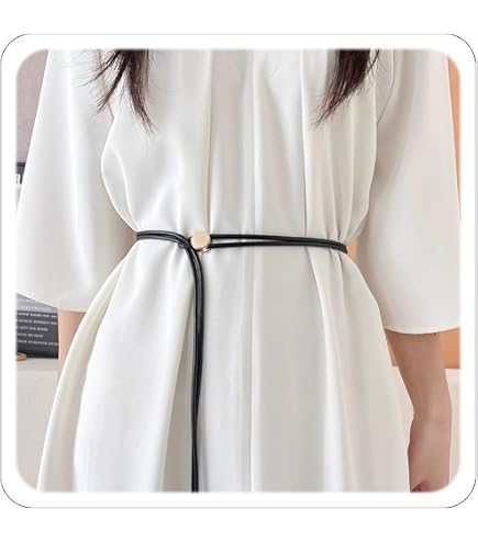 ANGLEQUEEN Rope Belts for Women Vintage Pearl Leather Skinny Belts